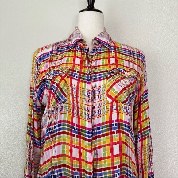 CAbi Cirque Colorful Plaid Button Down Shirt - Picture 4 of 13